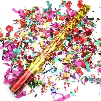 Party Popper Set -Golden Party Poppers Fun Glitter Confetti Sparkle (Pack Of 2)