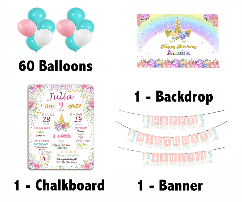Unicorn Birthday Party Personalized Complete Kit