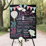 Hot Air Theme Customized Chalkboard/Milestone Board for Kids Birthday Party