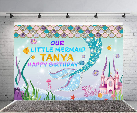 Mermaid Theme Birthday Party Backdrop