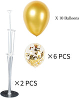 Balloons Stand KIT Table Decorations, 2 Set with 16 PCS Balloons and Confetti Balloons (Golden)