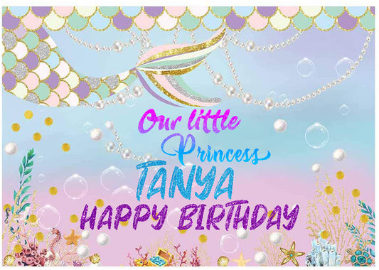 Mermaid Theme Birthday Party Backdrop