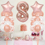 16 Inch Rose Gold Number 8 Balloon, Large Helium Balloon Birthday Party Decorations for Girls, Rose Gold Latex Balloons, 2 Year Party Supplies for Baby Shower Birthday Celebration