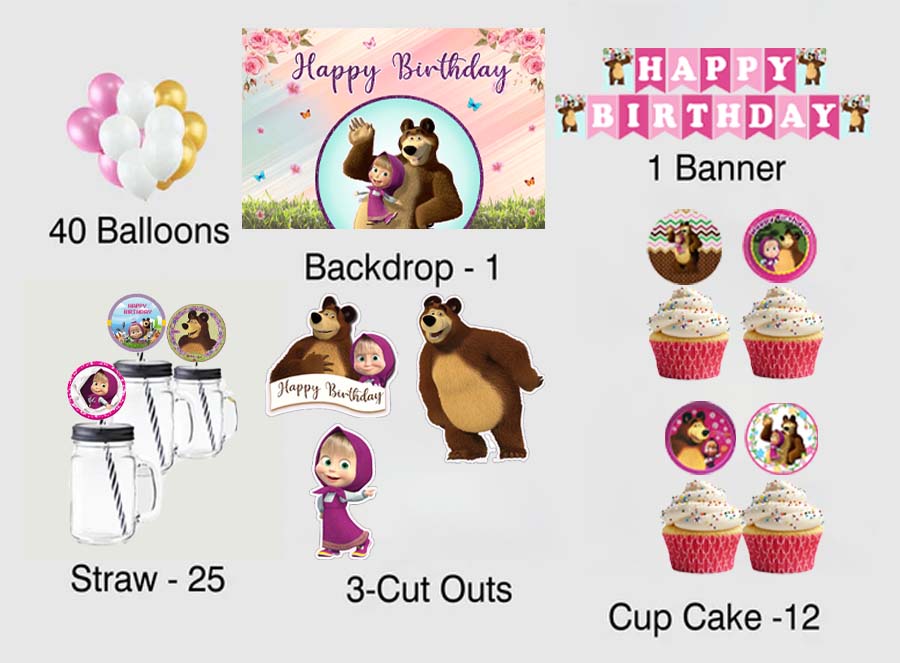 Buy Masha and the Bear Birthday Party Decoration | Party Supplies ...