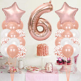 16 Inch Rose Gold Number 6 Balloon, Large Helium Balloon Birthday Party Decorations for Girls, Rose Gold Latex Balloons, 2 Year Party Supplies for Baby Shower Birthday Celebration