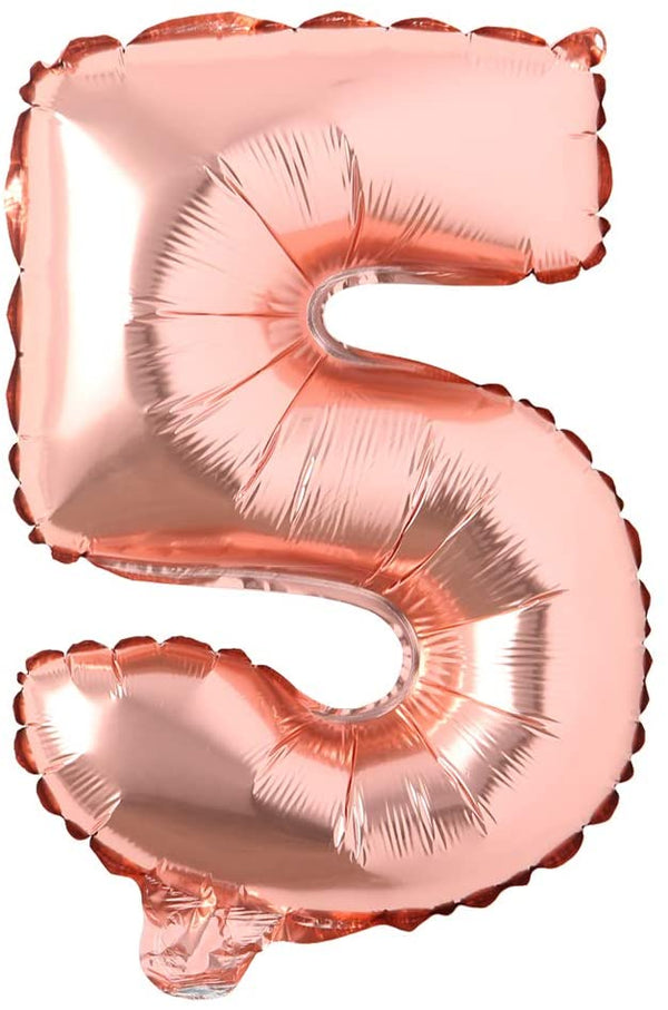 Rose Gold Digit Foil Birthday Party Balloon Number 5