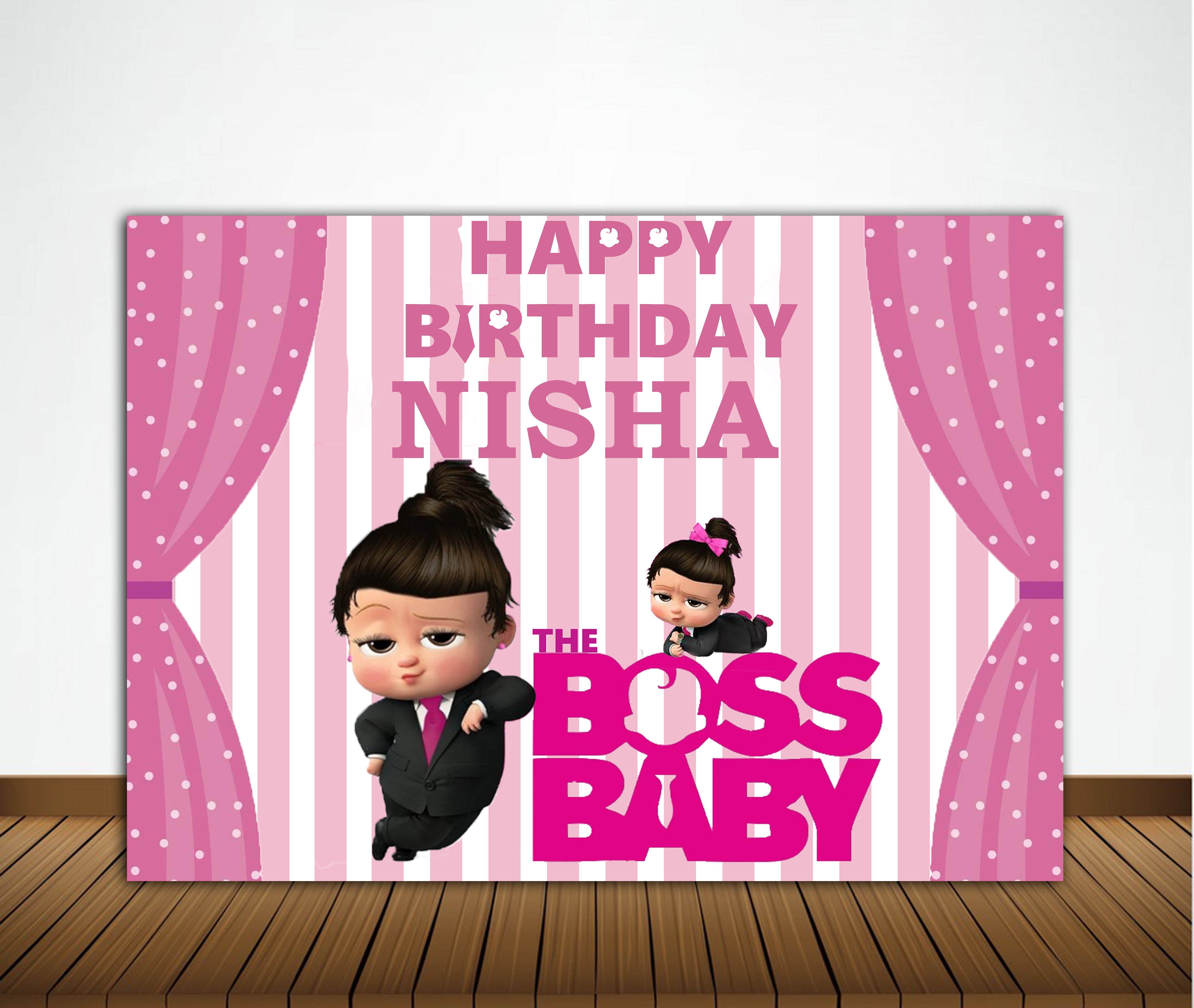 Buy Boss Baby Girl Theme Birthday Party Backdrop | Party Supplies |  Thememyparty – Theme My Party