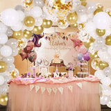 DIY Balloon Arch & Garland kit Gold Confetti & Silver & White Balloons for Bridal & Baby Shower, Wedding, Birthday, Graduation, Anniversary Party (Gold White)