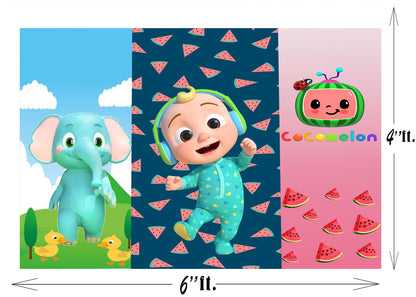 Cocomelon Theme Birthday Party Backdrop