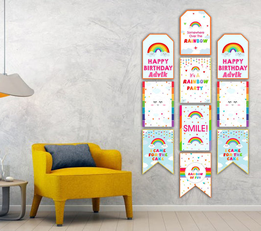 Rainbow  Theme Birthday Party Paper Door Banner for Wall Decoration 