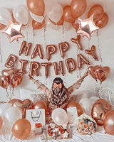 Rose Gold Happy Birthday Balloon Banners , Alphabet Balloons Banner for Women Girls Birthday Party Decoration Teen Girls