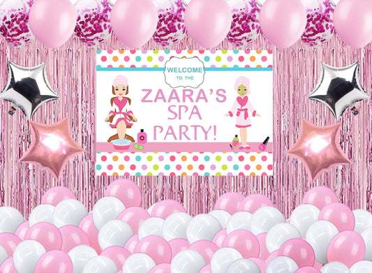 Spa Theme Birthday Party Decoration Kit with Backdrop & Balloons