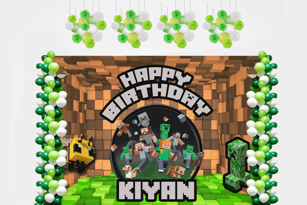 Minecraft Theme Birthday Party Complete Decoration Kit