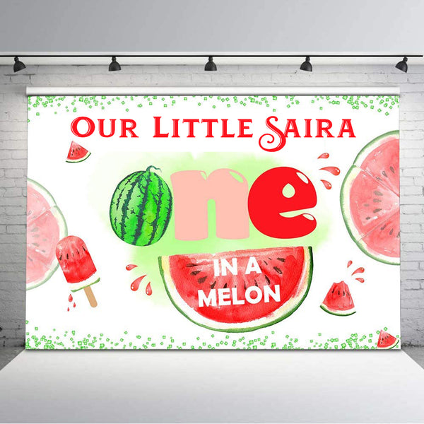One In A Melon Theme Birthday Party Backdrop 