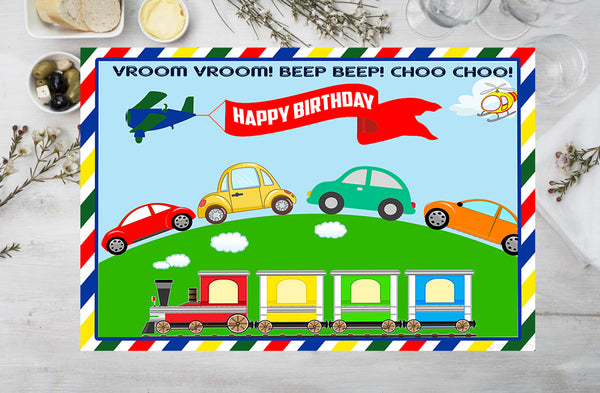Transport Theme Birthday Table Mats for Decoration