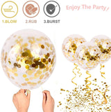 Gold Happy Birthday Balloon Banner White and Gold Confetti Balloons for Birthday Party Decorations