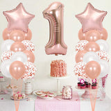 16 Inch Rose Gold Number 1 Balloon, Large Helium Balloon Birthday Party Decorations for Girls, Rose Gold Latex Balloons, 1 Year Party Supplies for Baby Shower Birthday Celebration
