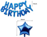 Blue Happy Birthday Banner Balloon Bunting Blue 16 inch Letters Foil & 2 Pack Large 18 Inch Blue Stars Ballloons for Boys Birthday Party Decorations Supplies