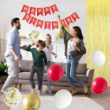 Red and Gold Happy Birthday Party Decorations with Banner Balloons Foil Fringe Curtains for Girls Women