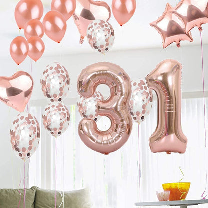 31th Birthday Decorations Party Supplies,Rose Gold Number 31 Balloons,31th Foil Balloons Latex Balloon Decoration,Great 31th Birthday Gifts for Girls