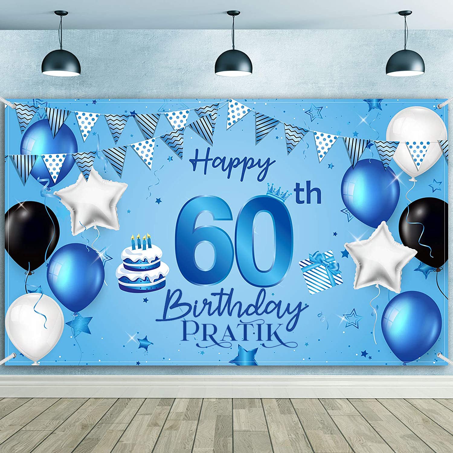 Buy 60th Birthday Backdrop for Decoration | Party Supplies ...