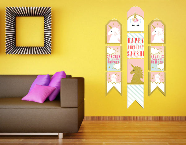 Unicorn Theme Birthday Party Paper Door Banner for Wall Decoration