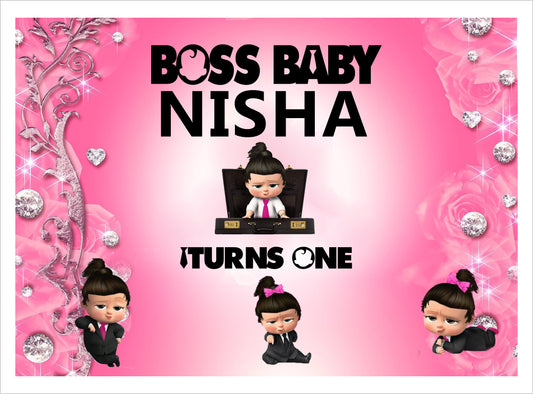Boss Baby Girl Theme Birthday Party Backdrop
