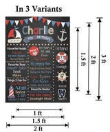Nautical Ahoy Theme Customized Chalkboard/Milestone Board for Kids Birthday Party