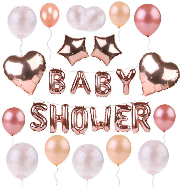 Baby Shower Party Decorations Balloons,Rose Gold Set Party Supplies For Boys And Girls With Baby Shower Banner Foil Balloons