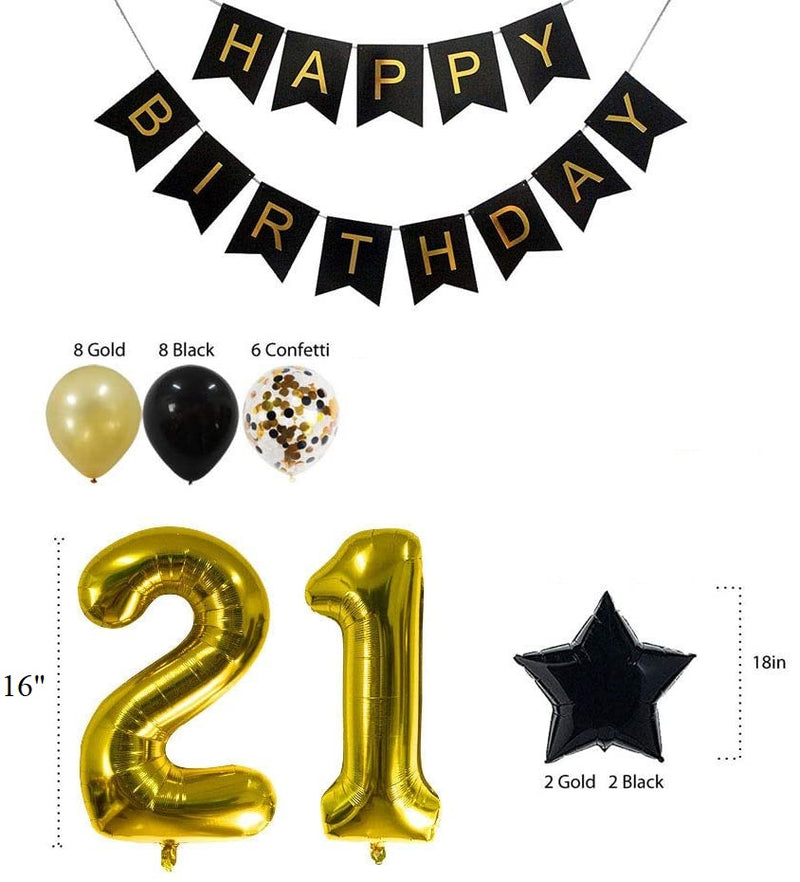 21st Birthday Decorations Kit: Black And Gold