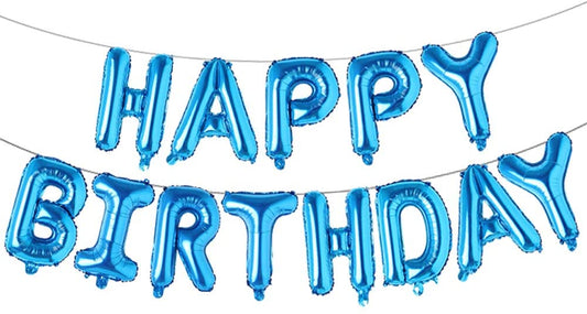 Blue Happy Birthday Foil Letter Mylar 16 Inch Large Aluminum Balloon Banner For Kids And Adults Party Decorations