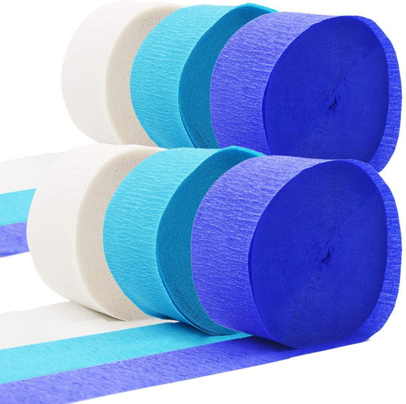 White , Light Blue And Dark Blue Crepe Paper Streamer