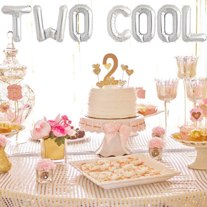 Two Cool Balloons, Two Cool 2Nd Birthday Party Banner -Second Birthday Boy Party Supplies Decoration