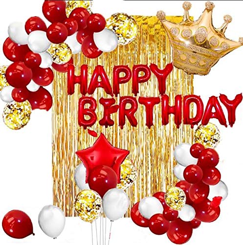 Happy Birthday Decoration Kit Combo With Banner, Balloons, Foil Curtain, Crown Foil For Birthday Party Decoration
