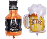 Aged To Perfection Whiskey Bottle & Cheers Super Shape Mylar Foil Balloon