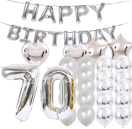 70Th Birthday Silver Decorations Kit