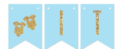 Twin Boys Birthday Paper Banner for  Decoration
