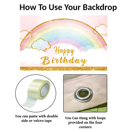 Rainbow Theme Birthday Party Backdrop 
