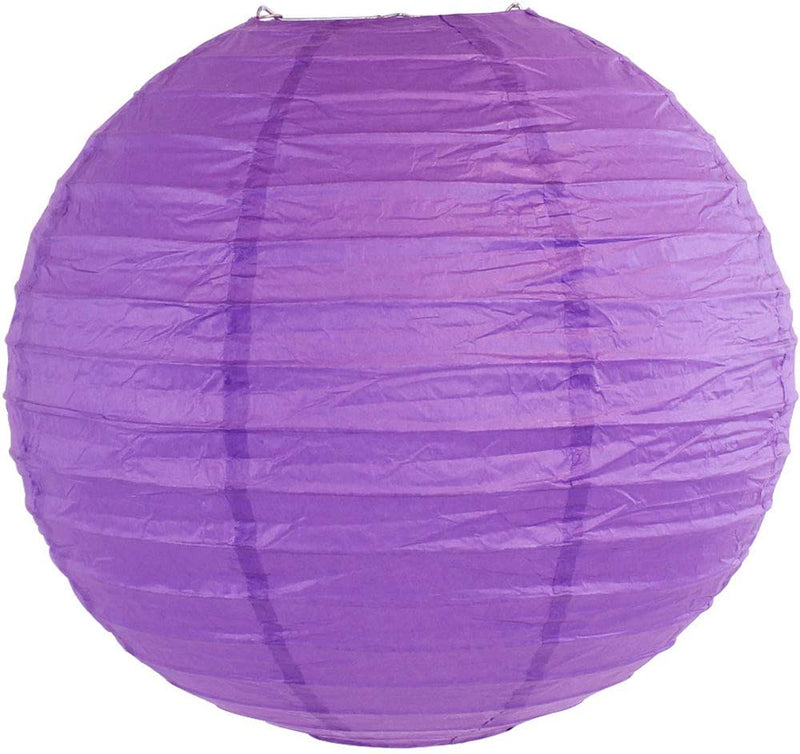 Pink ,Purple And White Tissue Paper Pom Poms And Paper Lanterns -Party Decorations