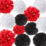 Red Black And White Pom Pom Flower Decoration - Racing Car Theme ,Casino Theme,Birthday Parties