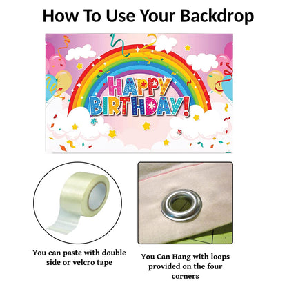 Rainbow Theme Birthday Party Backdrop 