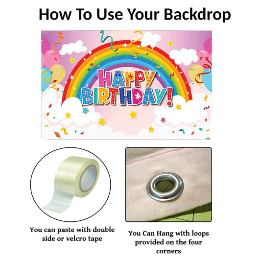 Rainbow Theme Birthday Party Backdrop 