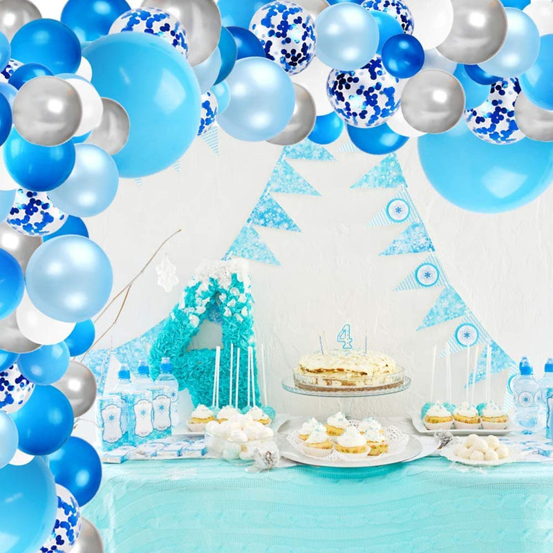 Blue Balloon Garland Arch Kit, Blue White Latex Balloons with Silver  Confetti Balloon for Wedding Baby Shower Birthday Anniversary Festival  Party Decorations 