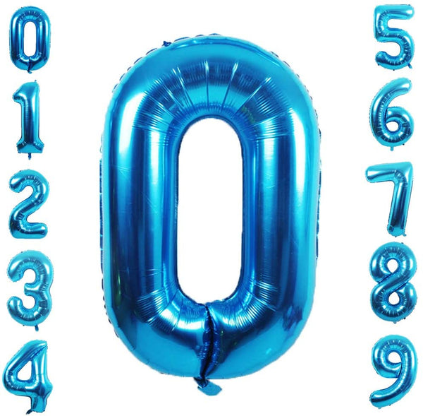Blue Digit Foil Birthday Party Balloon Number 0