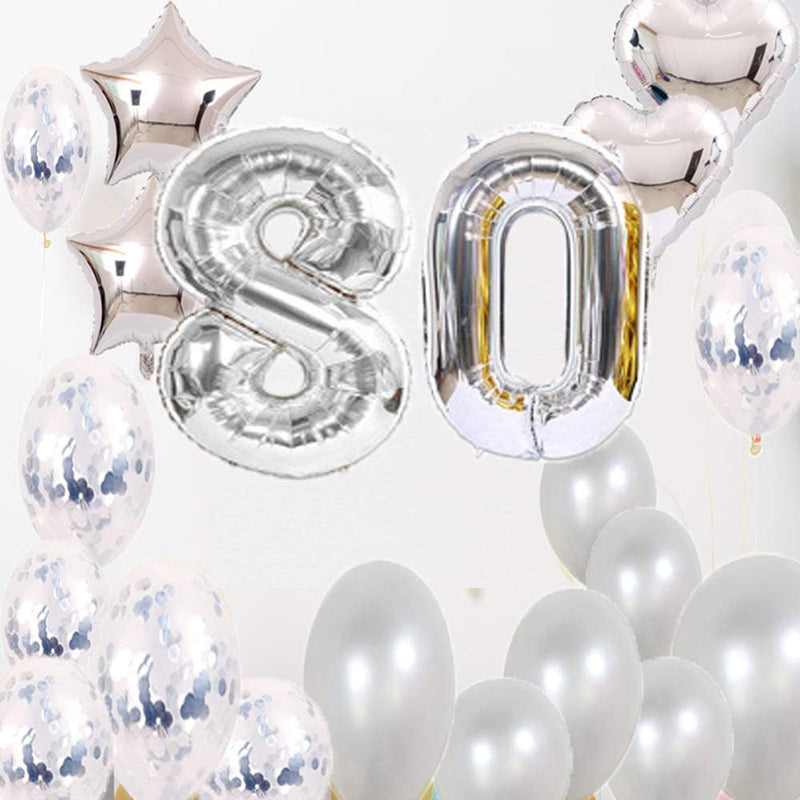 80Th Birthday Decorations Party Supplies (Silver)