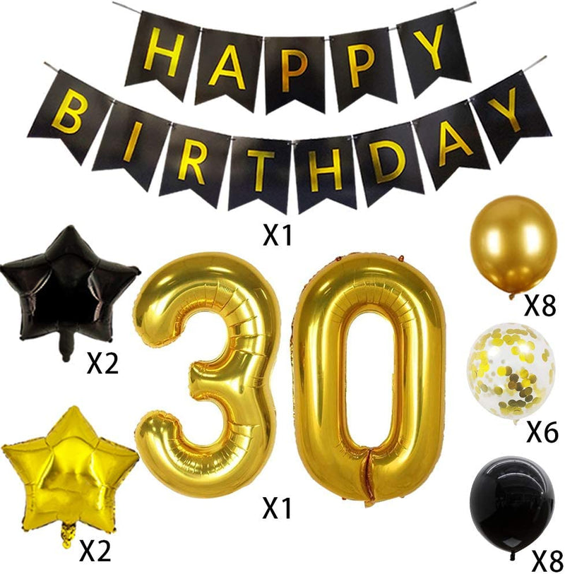 30th Birthday Black And Gold Combo Decoration