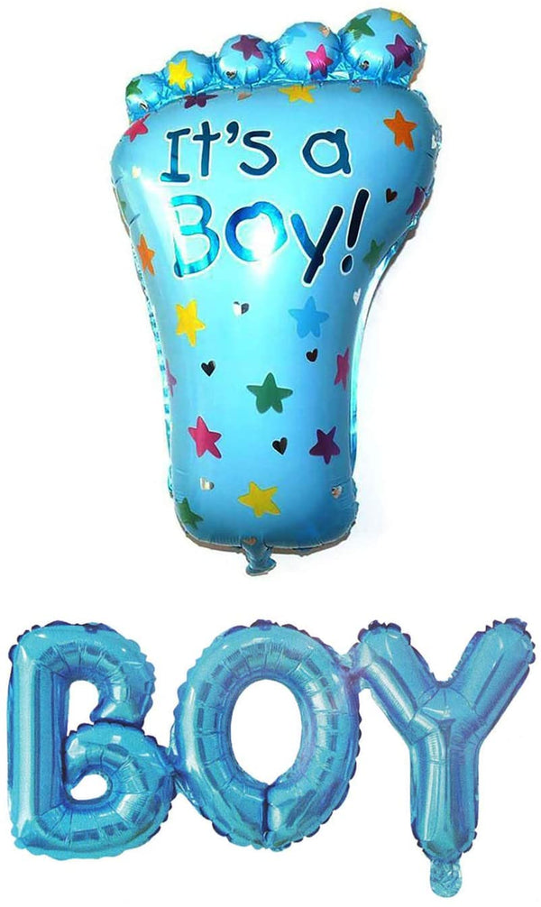 It'S A Boy Foot Shape Foil Balloon And "Boy" Banner Balloon Letter Helium Quality Foil Balloon For Baby Showers Party Supply Decorations