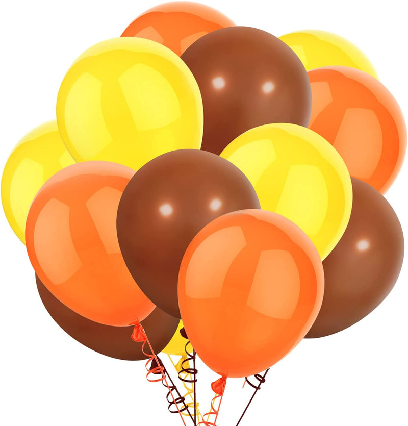 Latex Balloon for Birthday -Brown Yellow and Orange