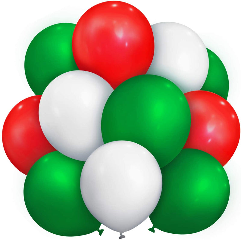 Metallic Balloons Red, White And Green Latex For Birthday, Festival Party Decoration Christmas Party
