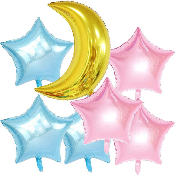 Twinkle Twinkle Little Star Party Decorations Moon  & Star Foil Balloons For Baby Shower /Gender Reveal Party